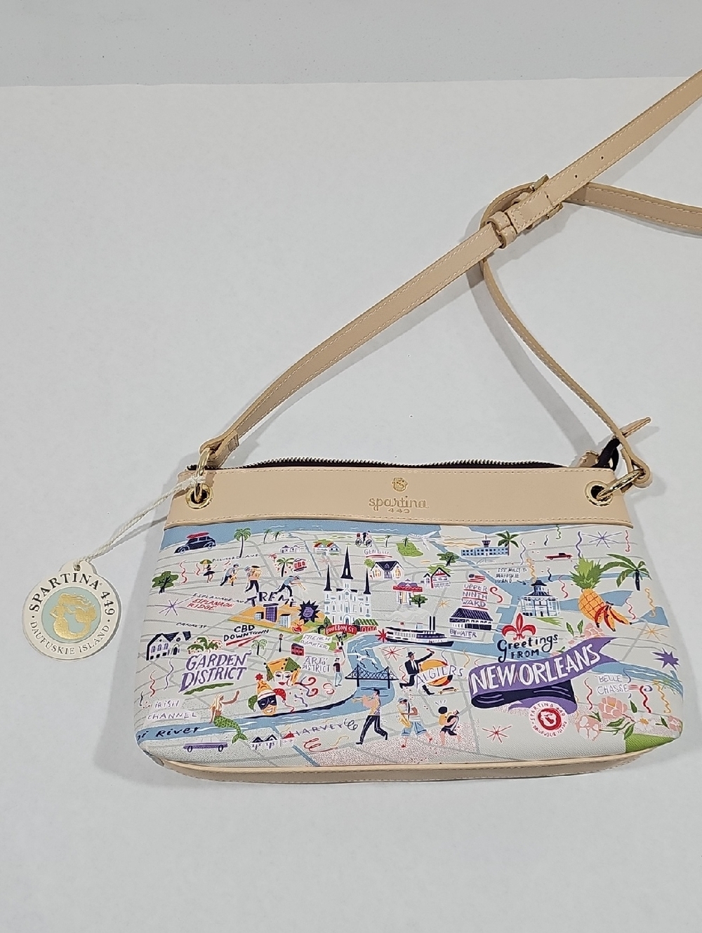 Spartina 449 New Orleans Map Crossbody in Cream and Multicolor #19
